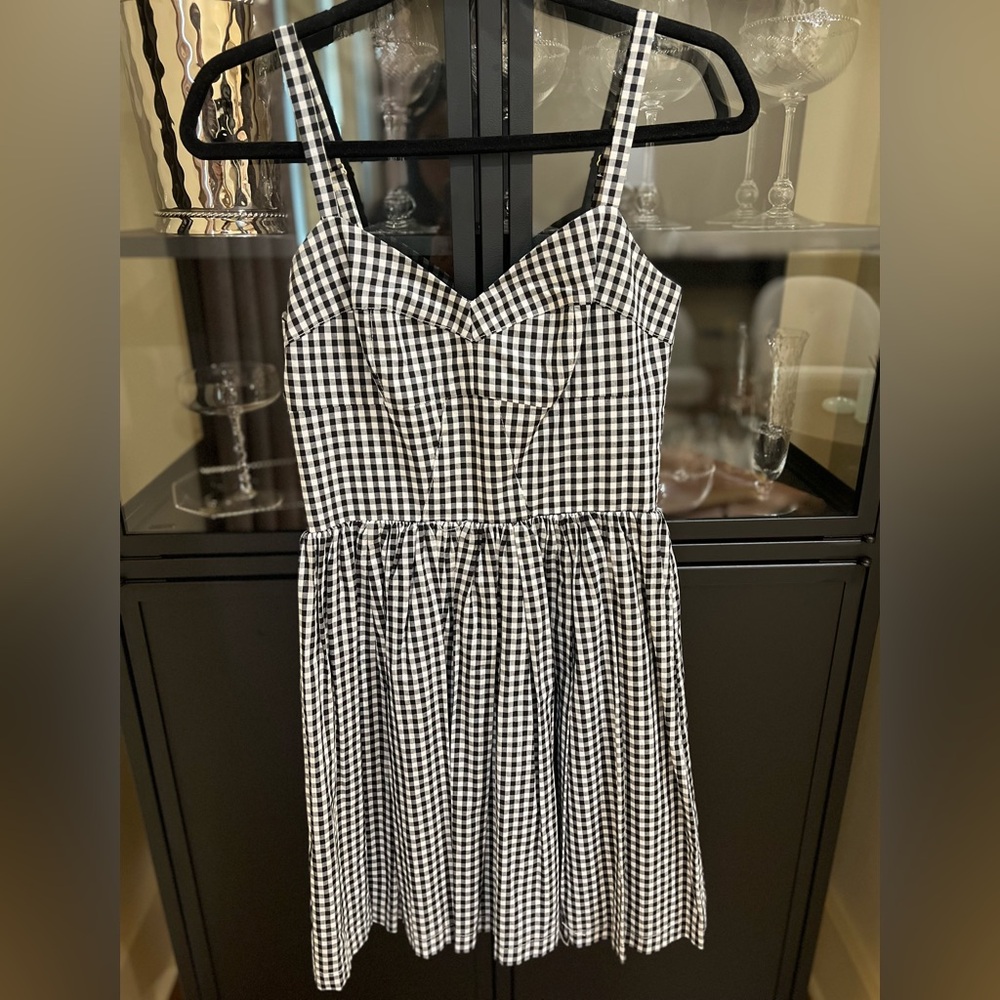 Amanda Uprichard Black and White Gingham Mini Dress, Medium